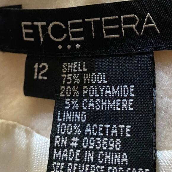 Etecetra Vintage White Wool Double Breasted Coat Size 12 Heritage Quality Warm - Picture 5 of 5